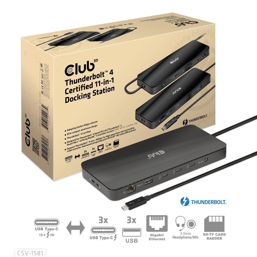 CSV-1581 Thunderbolt™ 4 Certified 11‑in‑1 Docking Station