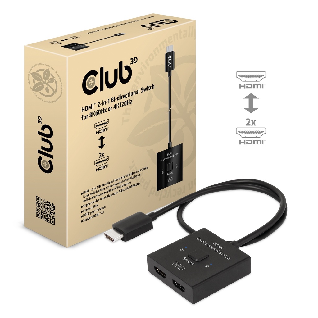CSV-1384 HDMI™ 2‑in‑1 Bi‑Directional Switch 8K60Hz/4K120Hz