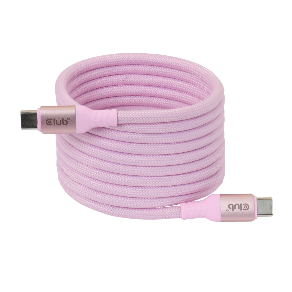 CAC-3031 USB‑C® Magnetic‑Coil Cable 240W PD 3.1 Pink 2m/6.56ft