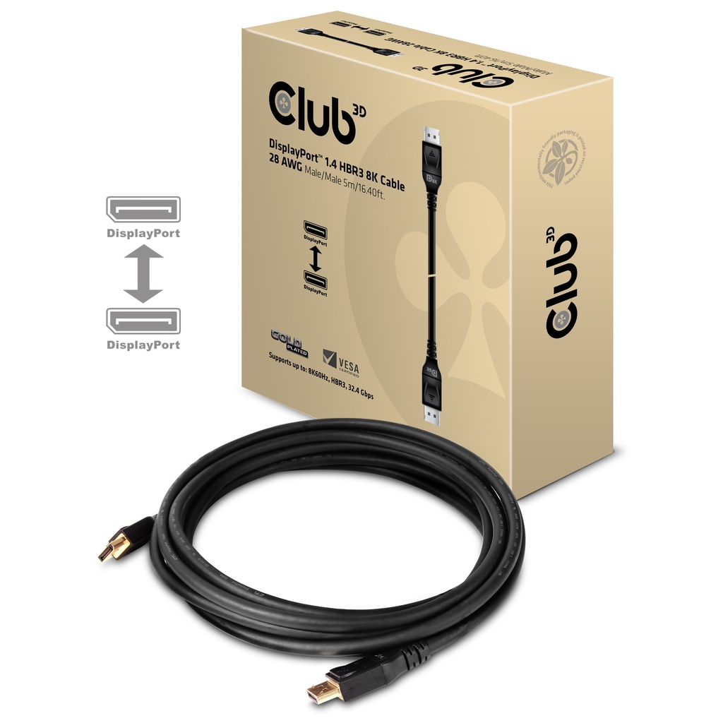 CAC-1061 DisplayPort™ 1.4 HBR3 8K60Hz Cable M/M 5m/16.40ft