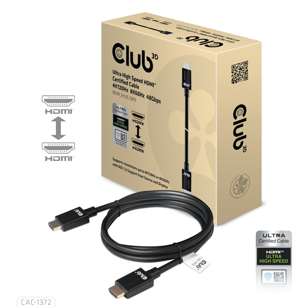 CAC-1372 Ultra High Speed HDMI™ 4K120Hz/8K60Hz Certified Cable 48Gbps 2m/6.56ft