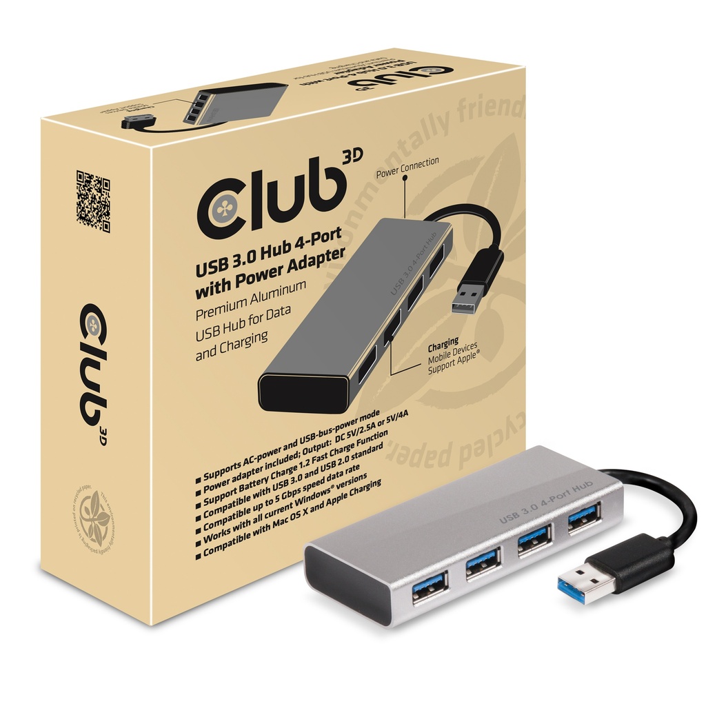 CSV-1431 USB 3.1 Hub 4‑Port with Power Adapter