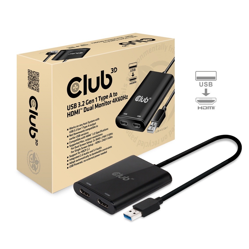 CSV-1474 USB‑A to HDMI™ Dual Monitor 4K60Hz