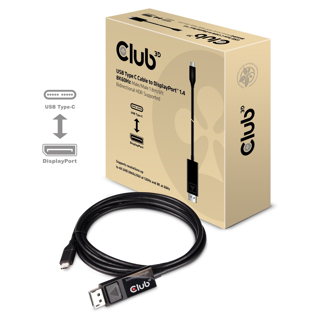 CAC-1557 USB‑C® to DisplayPort™ 1.4 8K60Hz Cable M/M 1.8m/5.91ft