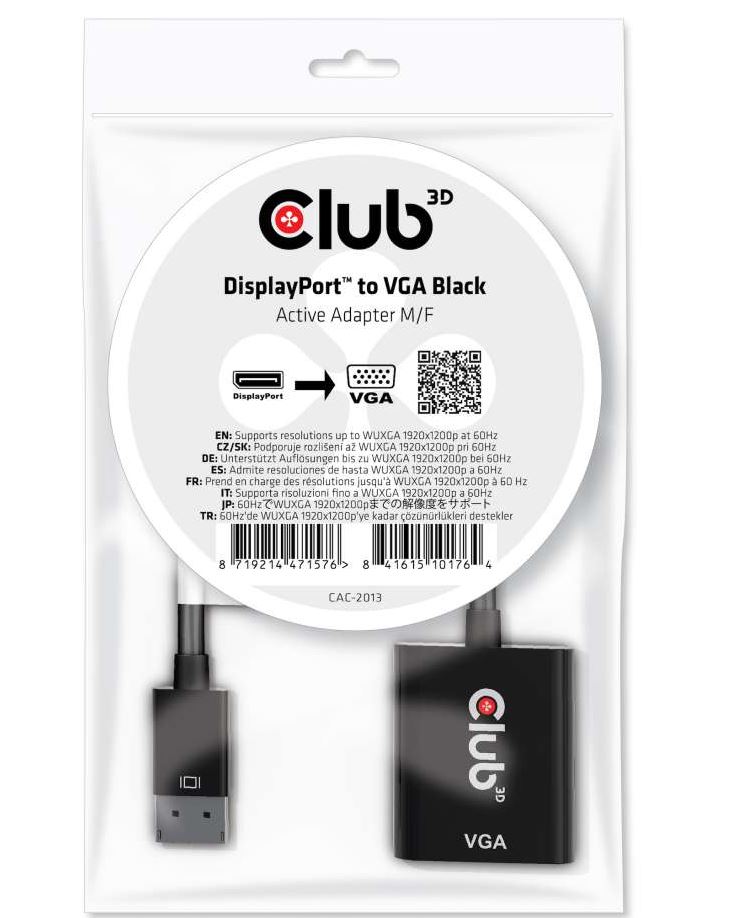 CAC-2013 DisplayPort™ to VGA Active Adapter Black M/F