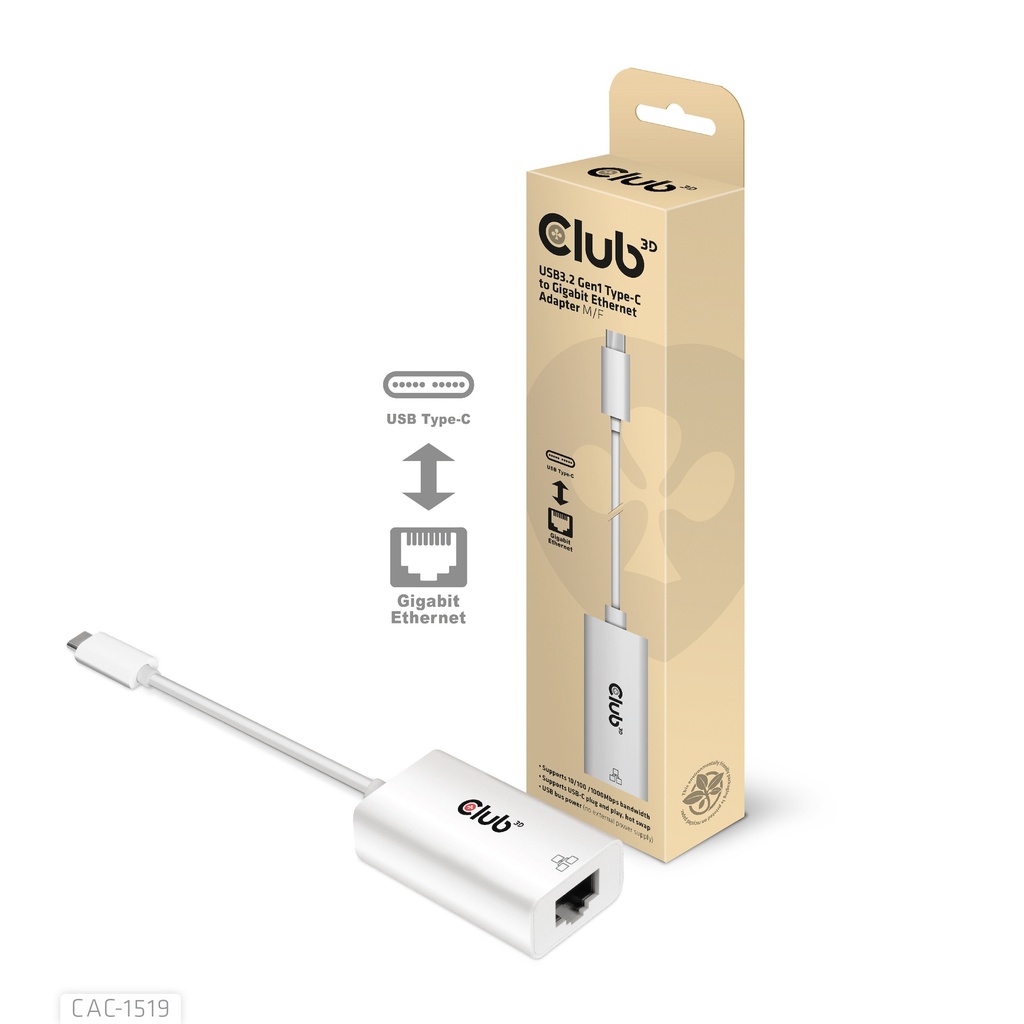 CAC-1519 USB‑C® to RJ45 Ethernet 1G Adapter M/F