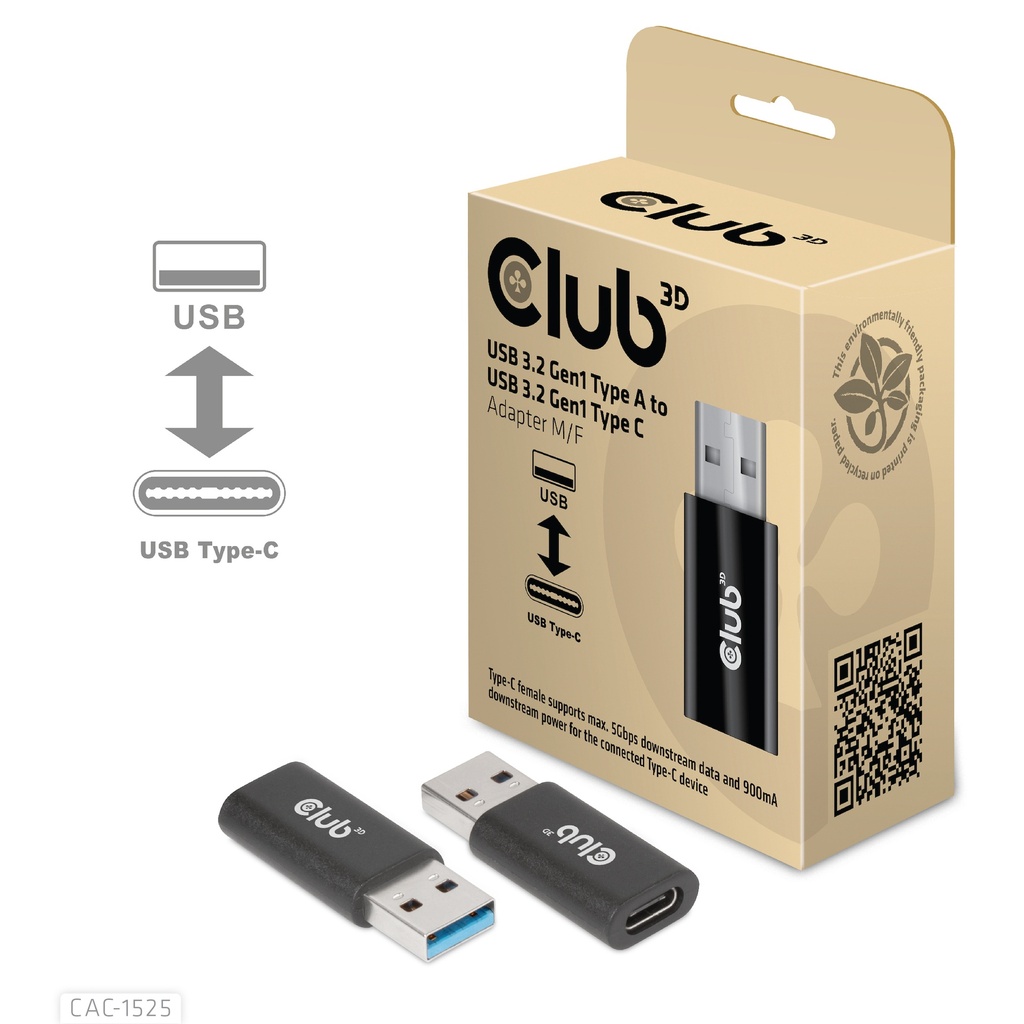  CAC-1525 USB‑A 5Gbps to USB‑C® Adapter M/F 