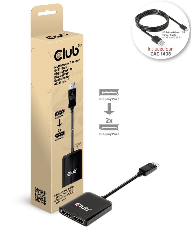 CSV-7200 MST Hub DisplayPort™ 1.4 to Dual DisplayPort™ 4K60Hz