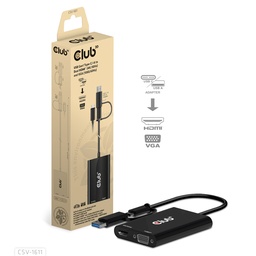 [CSV-1611] CSV-1611 USB‑C®/USB‑A 5Gbps to Dual HDMI™ 4K30 + VGA 1080p