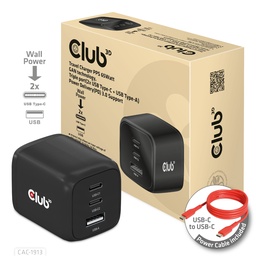 [CAC-1913EU]  CAC-1913EU Travel Charger PPS 65W GaN Triple Port (2×USB‑C + USB‑A) PD 3.0 EU 